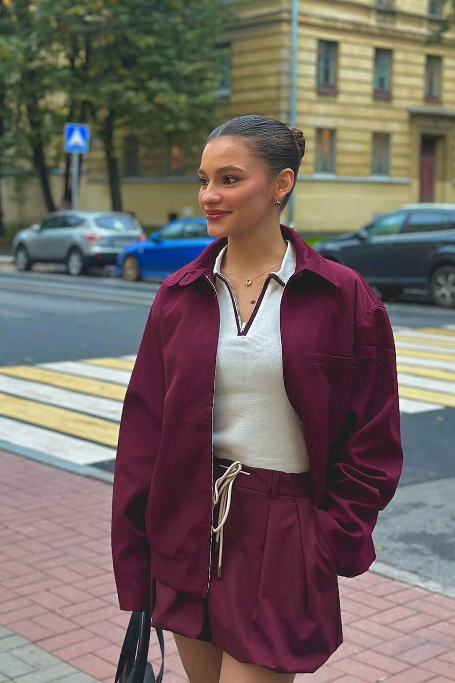 ZEYA - Riley Burgundy Bomber Jacket