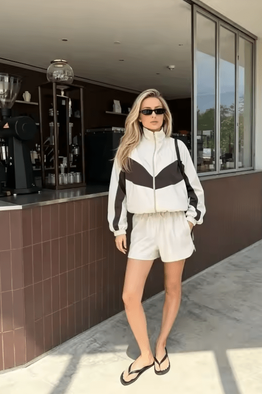 ZEYA - Sandra Chevron Windbreaker Shorts Set