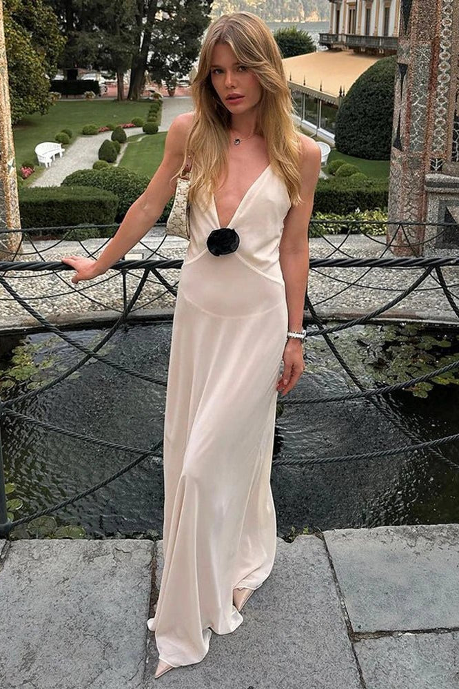 ZEYA - Sienna Deep V Sheer Slip Maxi Dress
