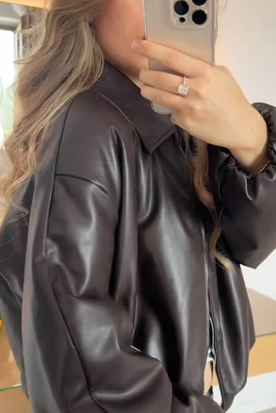 ZEYA - Sienna Faux Leather Bomber Jacket