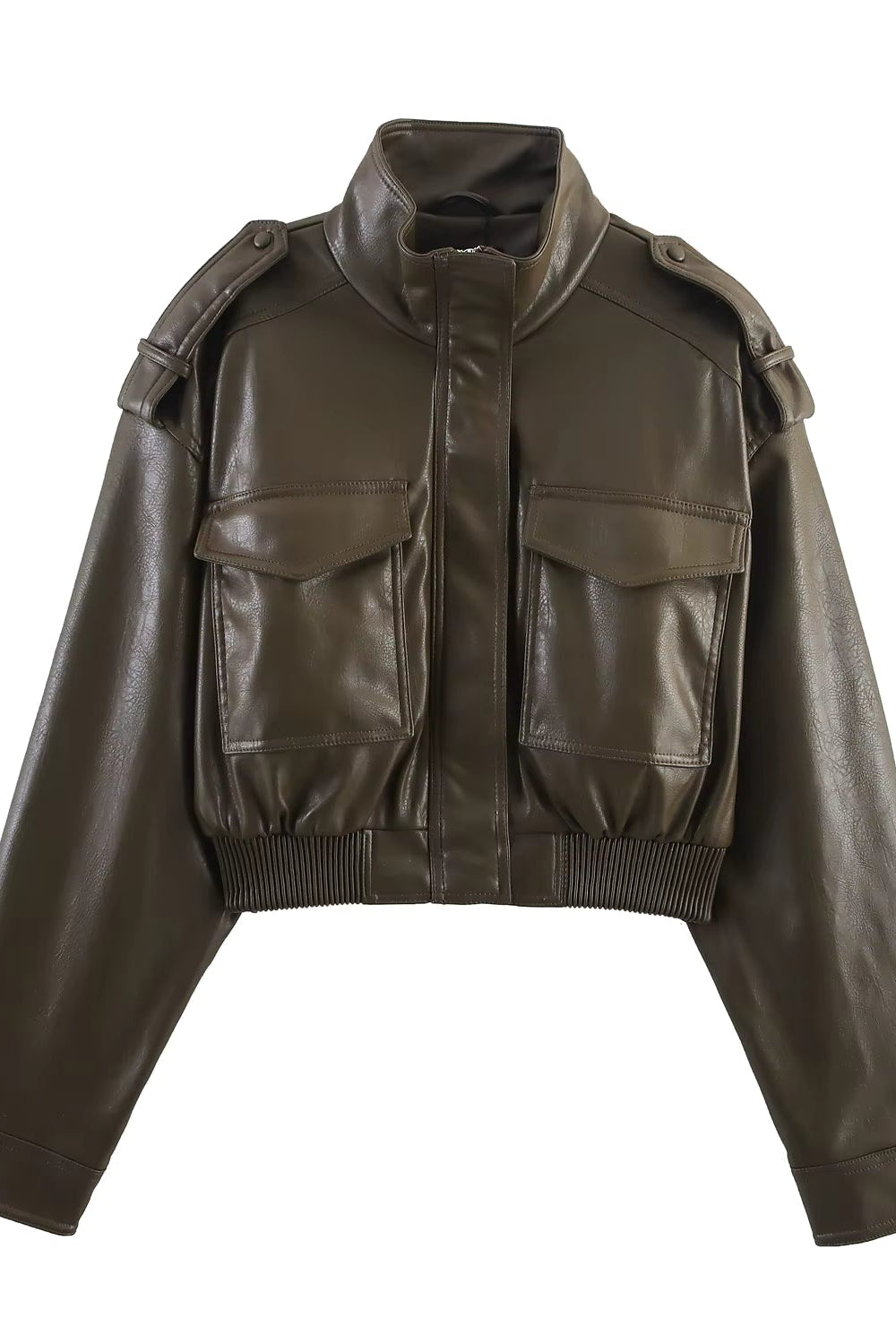 ZEYA - Sofia Faux Leather Bomber Jacket
