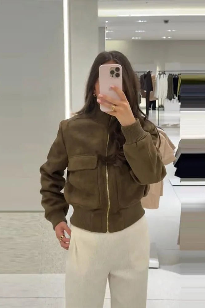 ZEYA - Solane Stand Collar Bomber Jacket