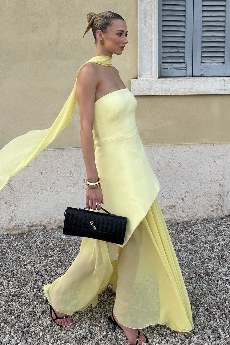 ZEYA - Sophia Asymmetric Sheer Maxi Dress
