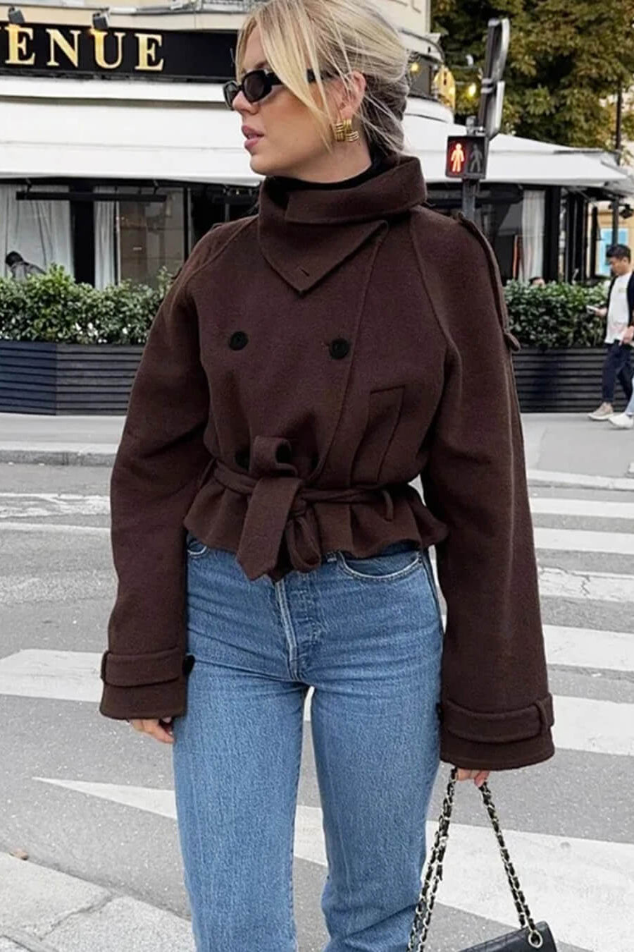 ZEYA - Sophia Stand Collar Short Trench Coat
