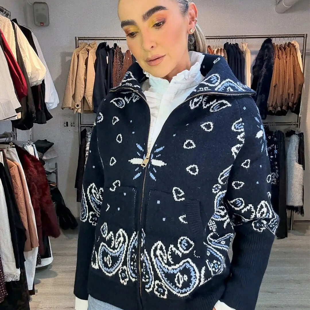 Stacey Gilet Tricoté Motif Paisley