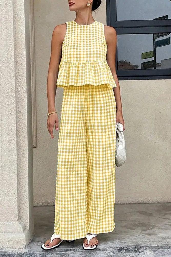 ZEYA - Teagan Plaid Ruffle Two-Piece Set