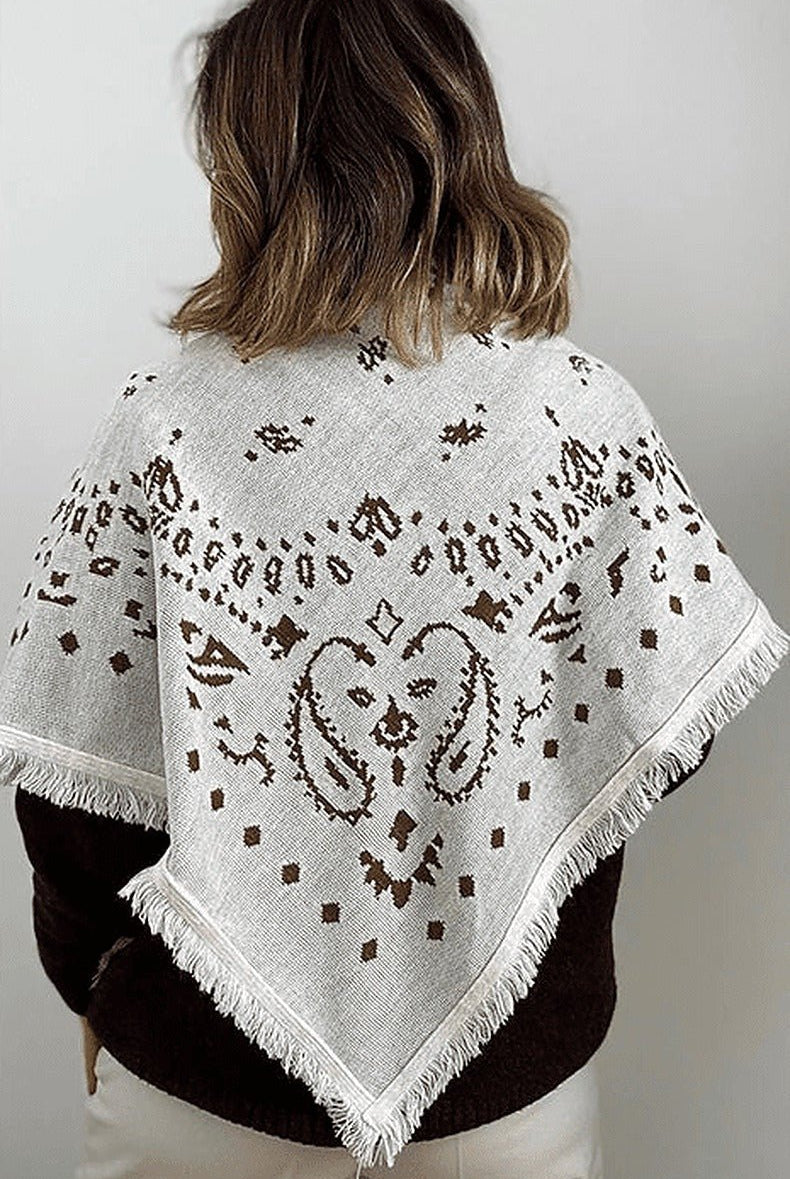 ZEYA - Terry Knitted Fringed Square Scarf