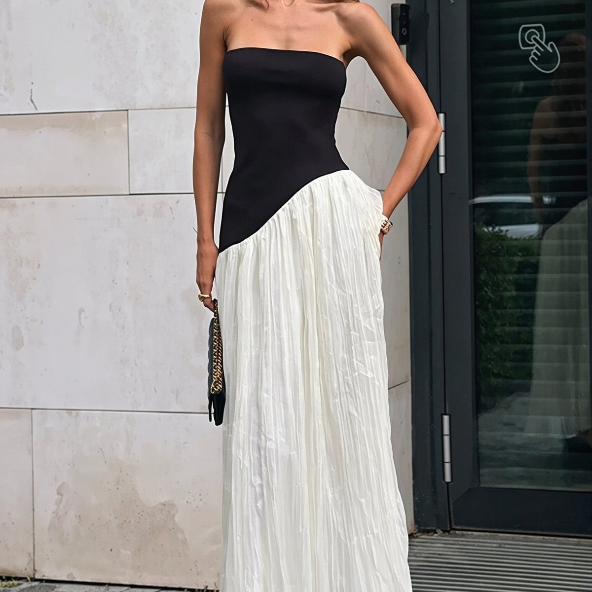 ZEYA - Tessa Contrast Irregular Maxi Dress