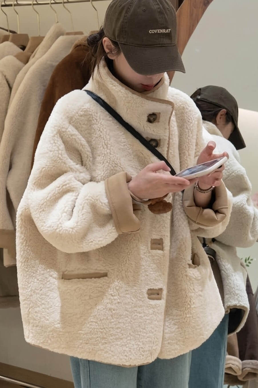 ZEYA - Tiara Stand Collar Faux Fur Coat