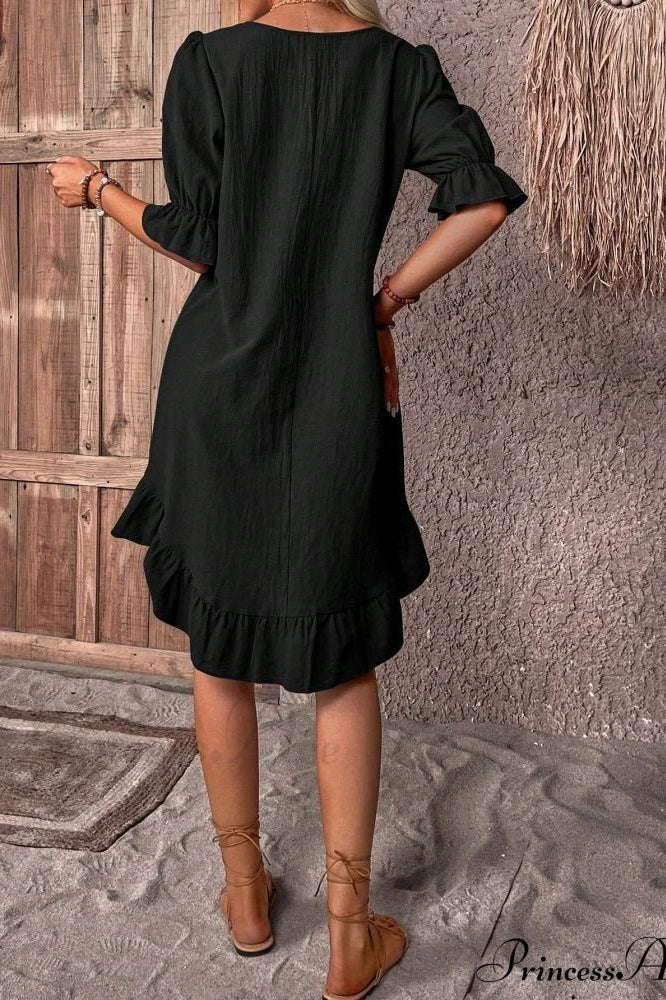 ZEYA - Ursa Ruffle Hem Smock Dress