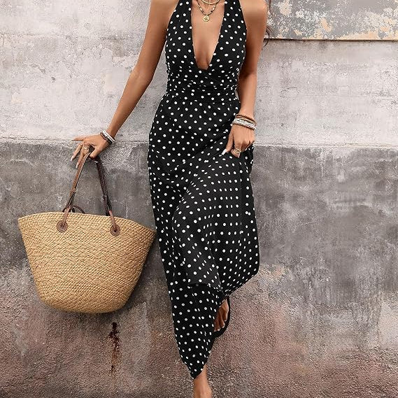 ZEYA - Zoe Polka Dot Halter Midi Dress
