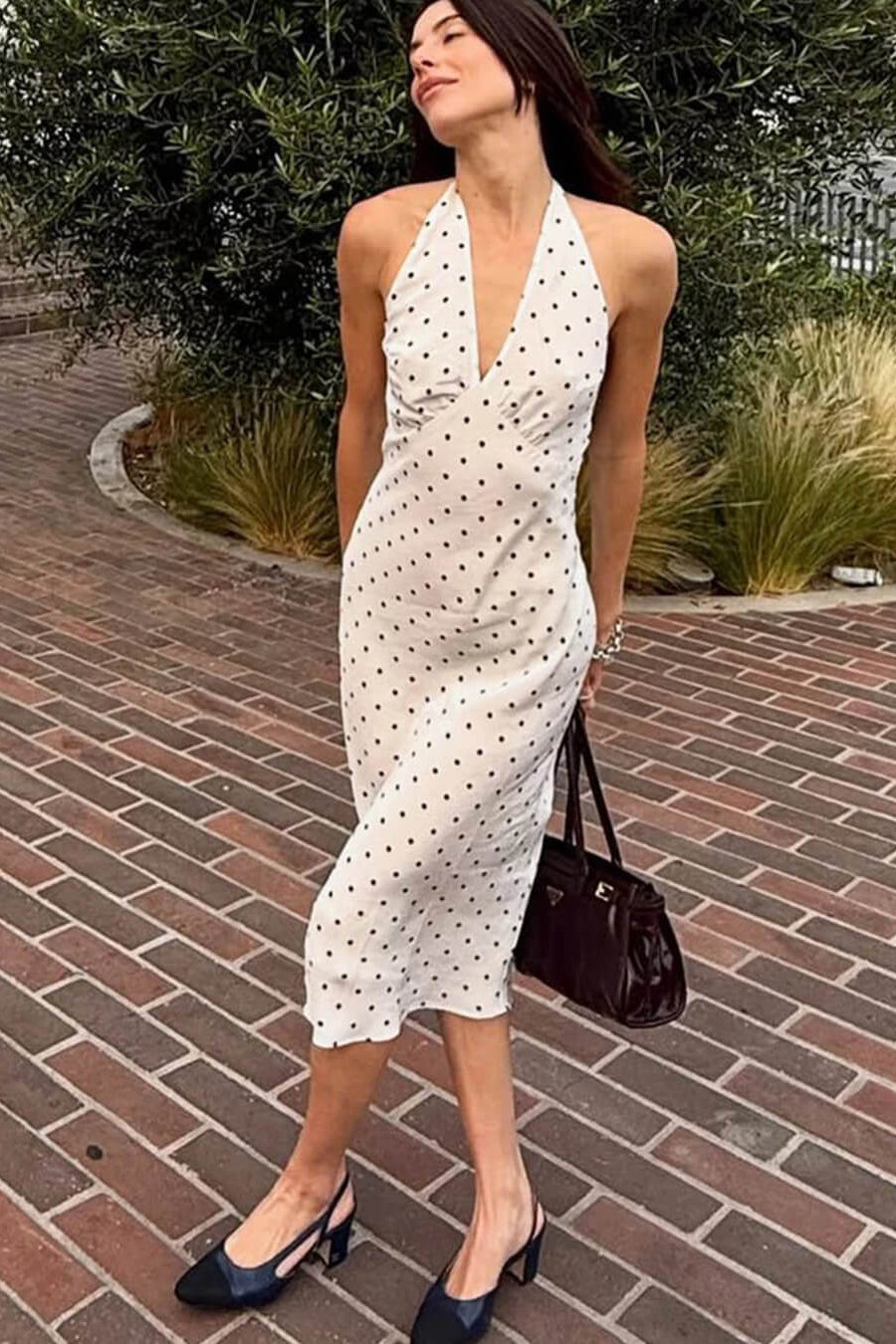 ZEYA - Zoe Polka Dot Halter Midi Dress