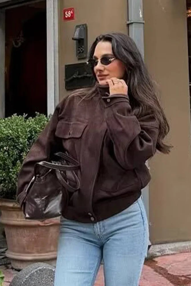 ZEYA - Zoe Vintage Oversized Bomber Jacket