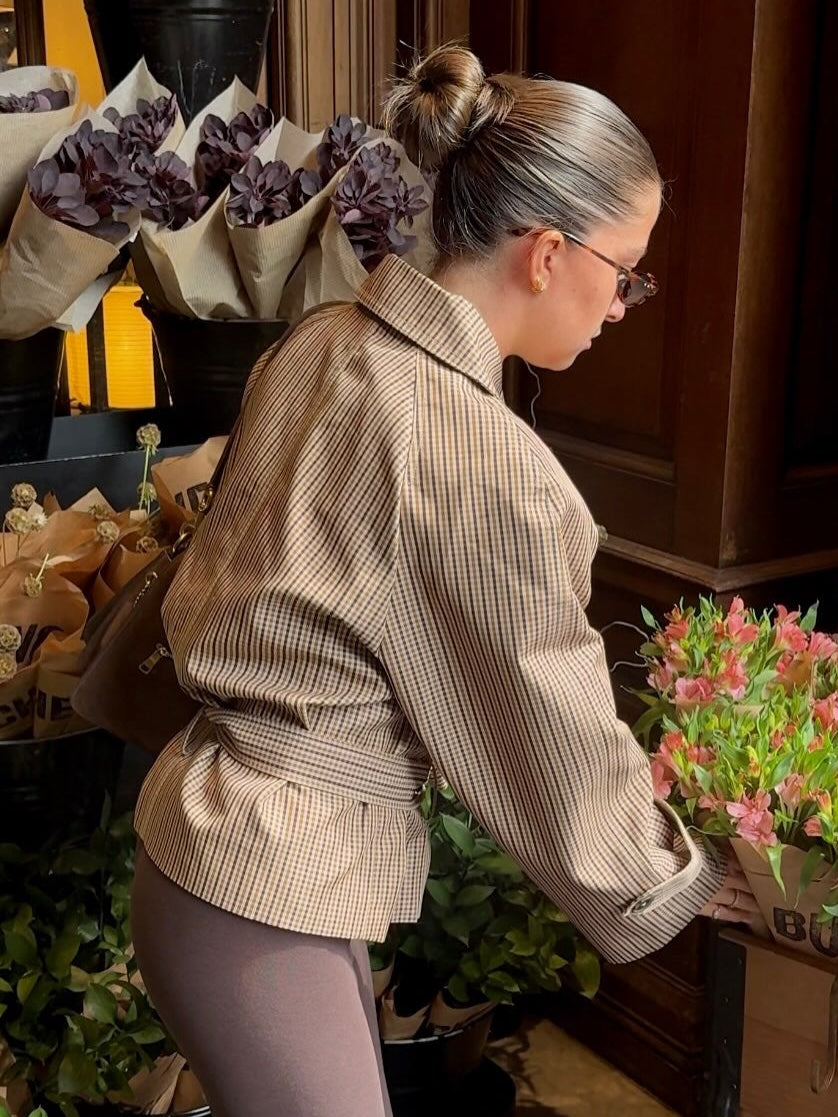 Trench-coat à carreaux Melissa avec ceinture