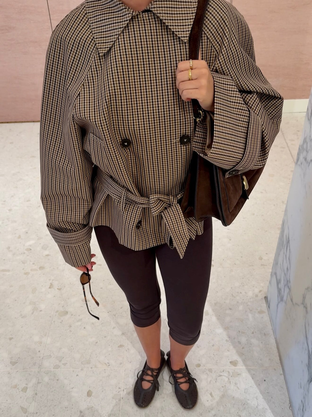 Trench-coat à carreaux Melissa avec ceinture
