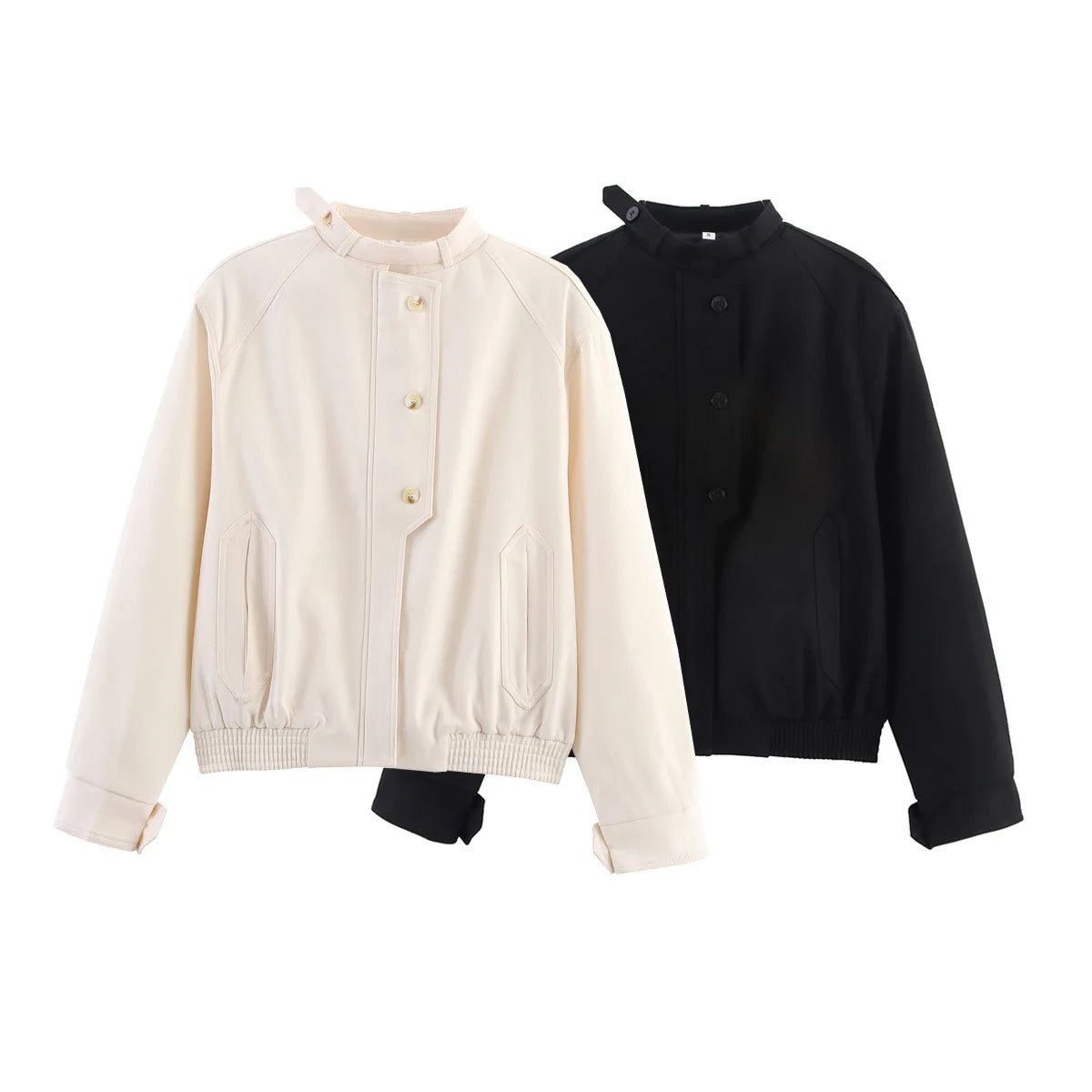 Naomi Stand Collar Jacket with Button Details