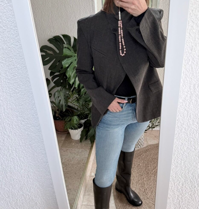 Melanie Plaid Stand Collar Blazer