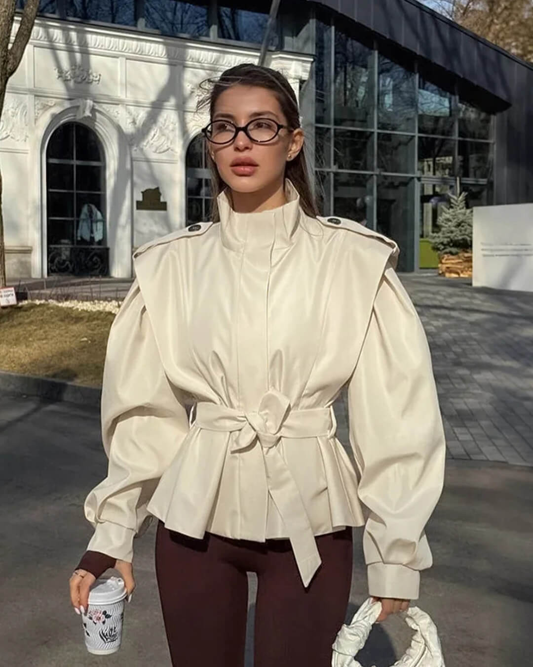 Quinn Veste Col Montant Lacée