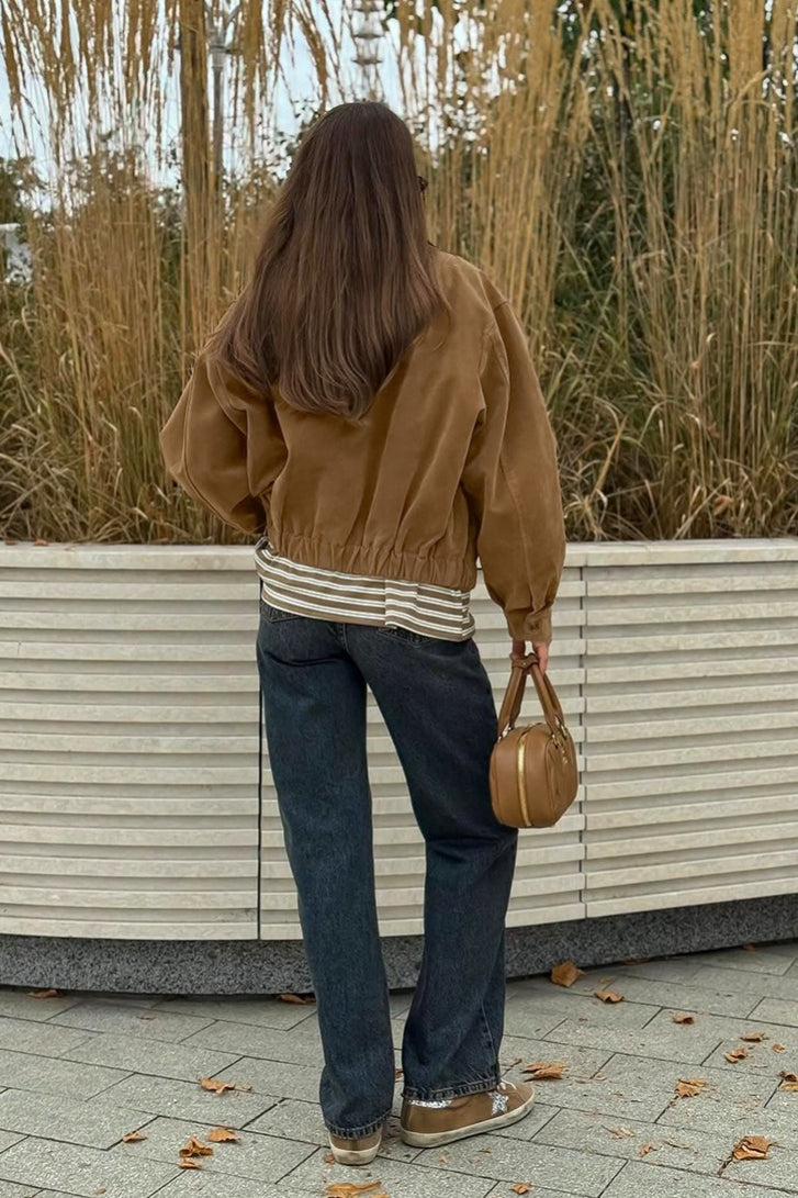 Daniela Suede Zip-Up Bomber Jacket
