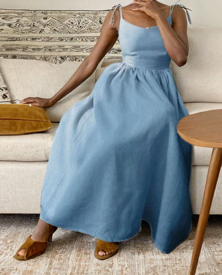 Robe midi Joanna dos nu à bretelles nouées