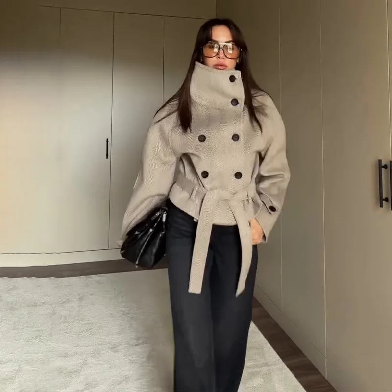 Olivia Belted Funnel Neck Coat