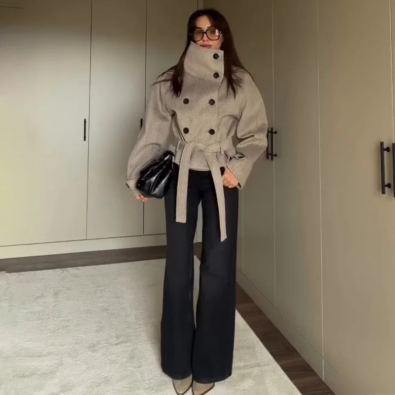Olivia Belted Funnel Neck Coat