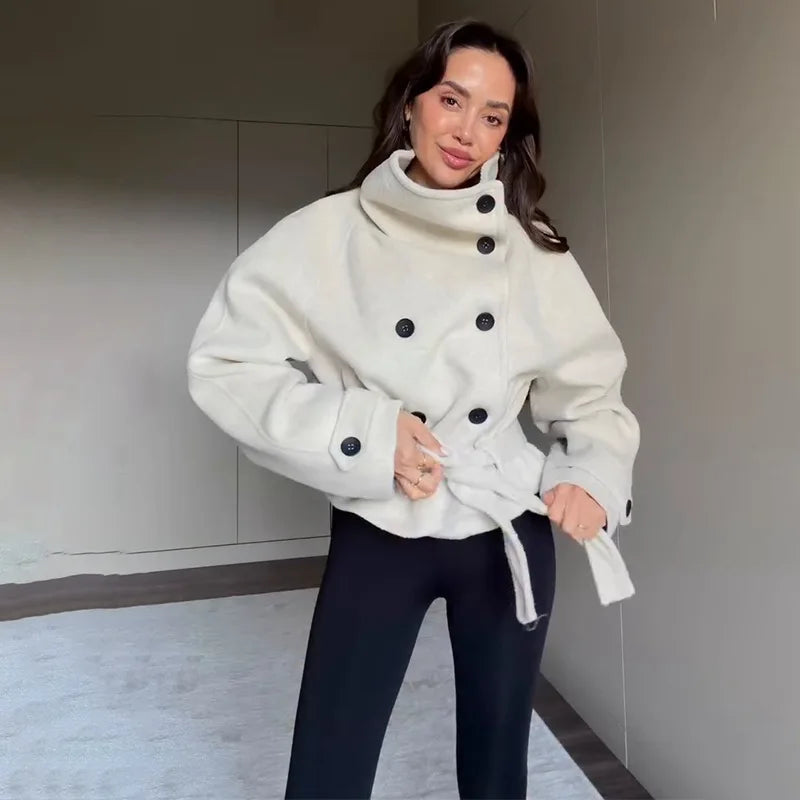 Olivia Belted Funnel Neck Coat