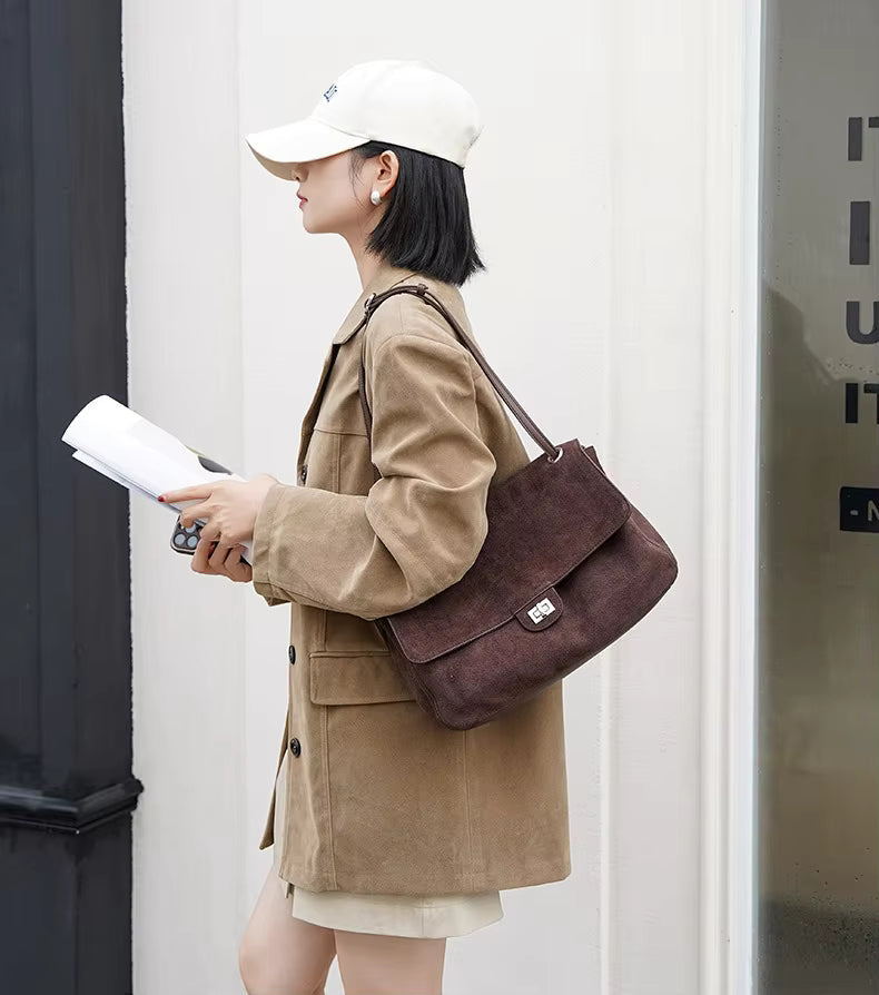 Sac cabas rétro en cuir de vache Lena effet givré
