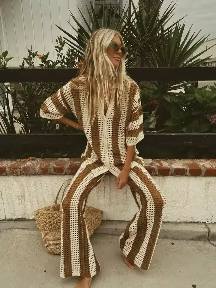 Ensemble coordonné Layla crochet rayé