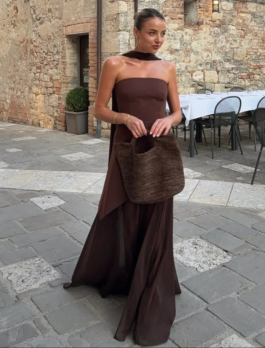 Sophia robe maxi asymétrique transparente