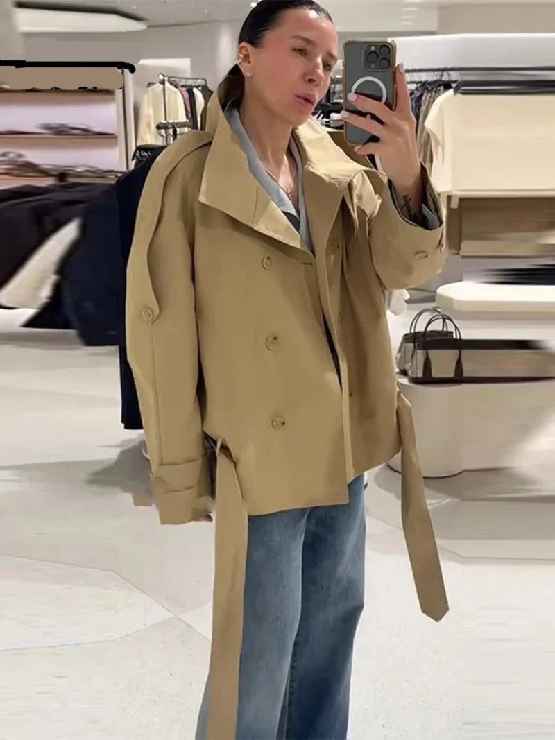 Trench-coat utilitaire Maria à col montant