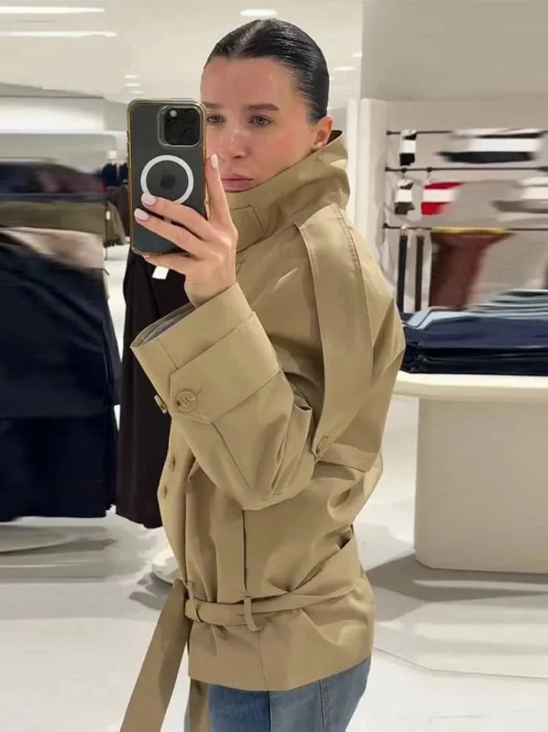 Trench-coat utilitaire Maria à col montant