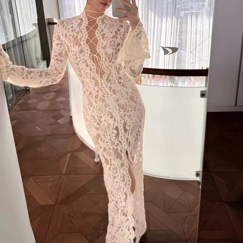 Florencia French Lace Tie Dress