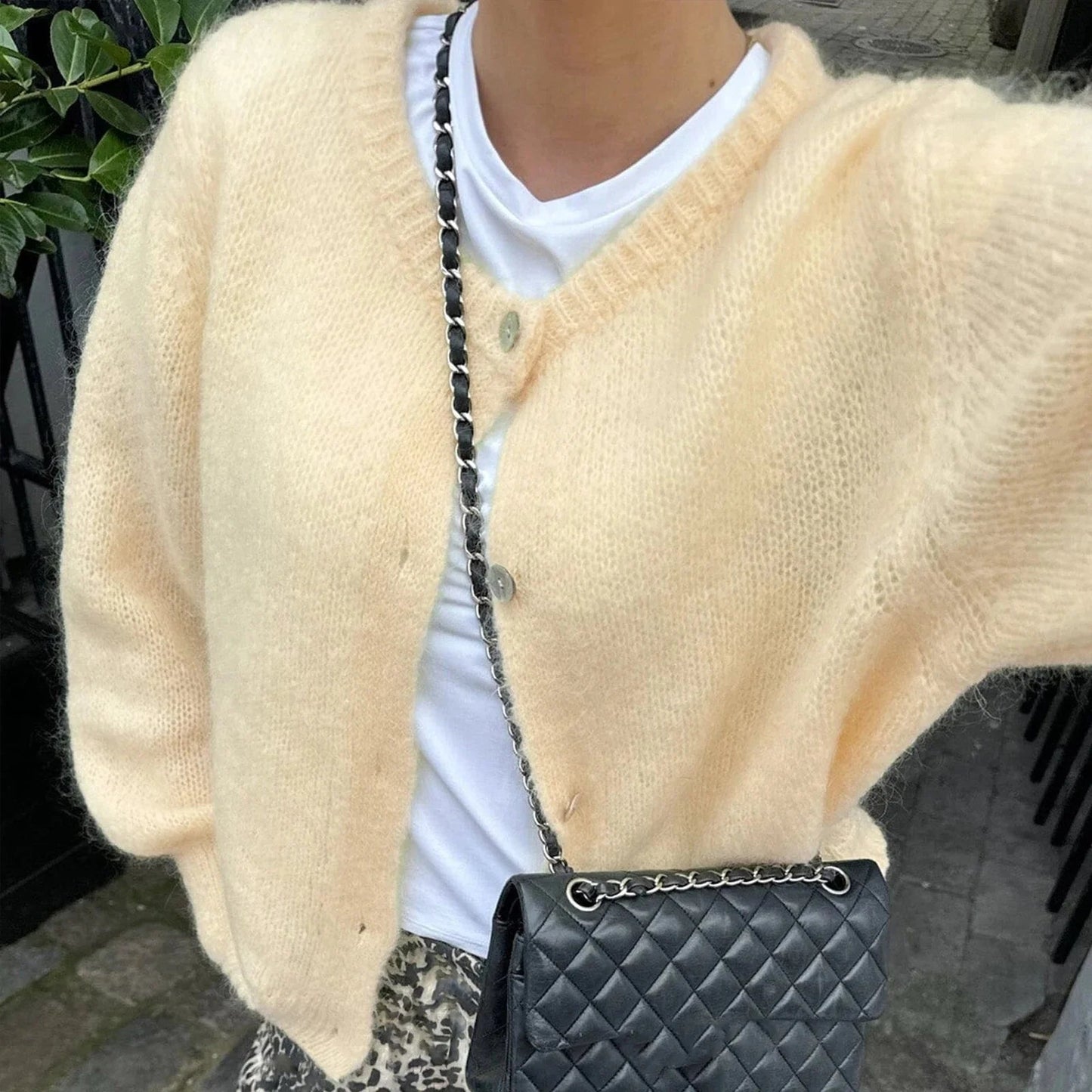 Cardigan en maille duveteuse oversize Rebecca