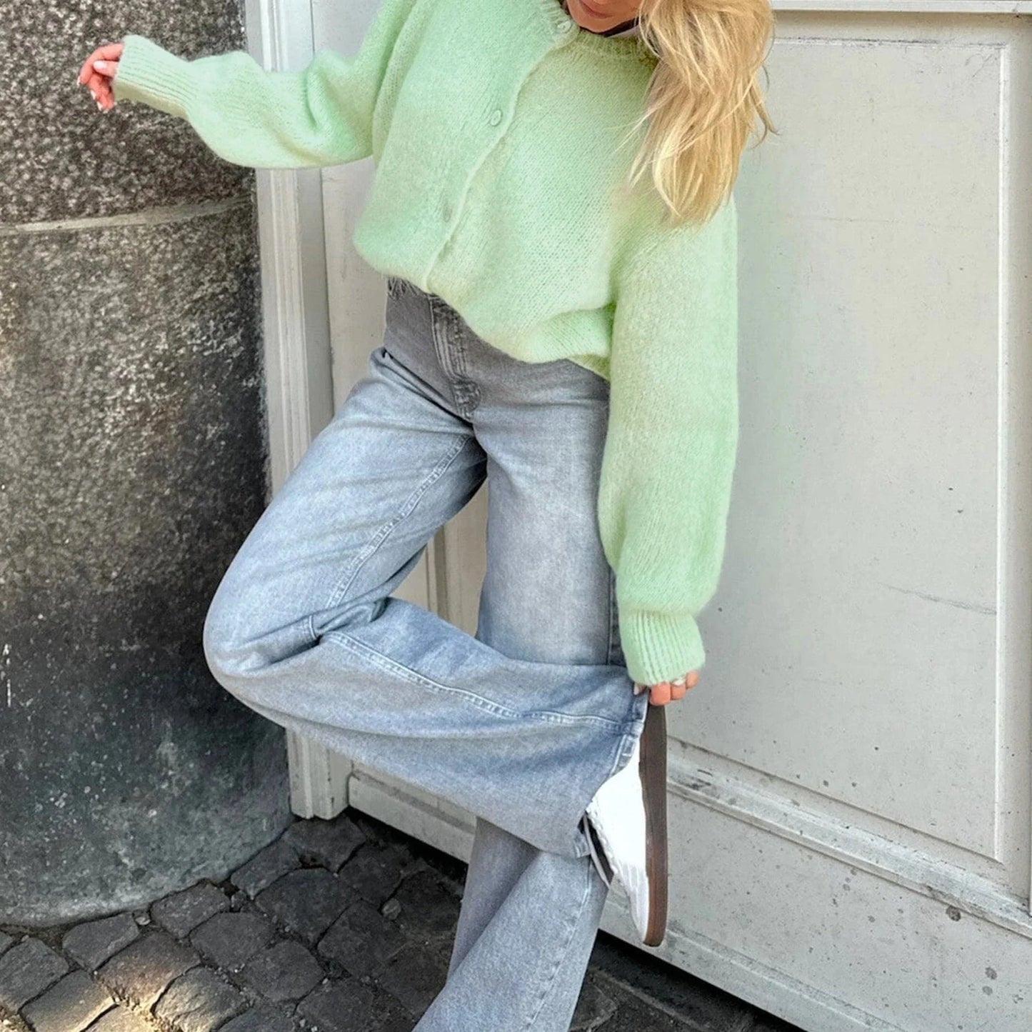 Cardigan en maille duveteuse oversize Rebecca