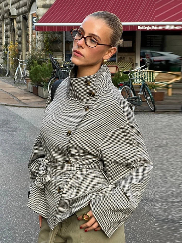 Mila Plaid Trench Coat