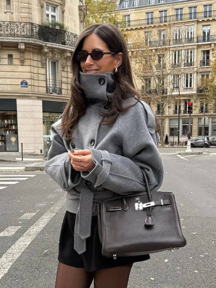 Carmen Double-Breasted Turtleneck Coat