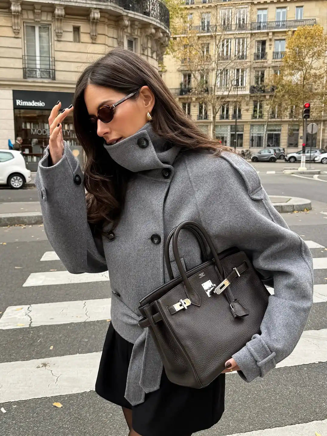 Carmen Double-Breasted Turtleneck Coat