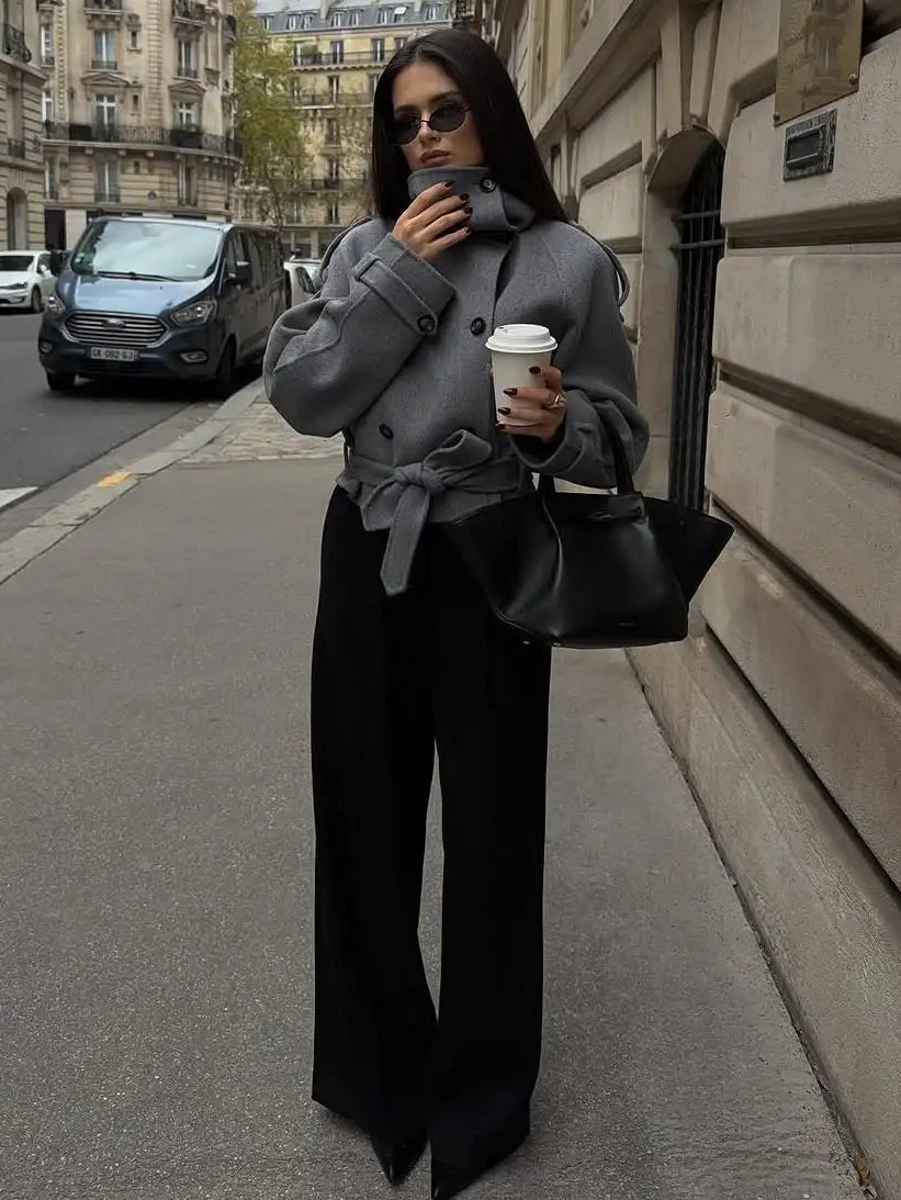 Carmen Double-Breasted Turtleneck Coat