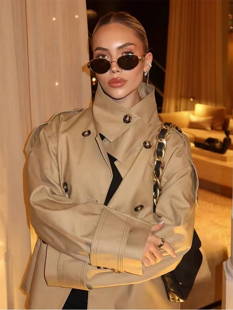 Audrey Beige Double Breasted Trench Coat