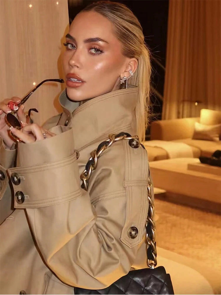 Audrey Beige Double Breasted Trench Coat