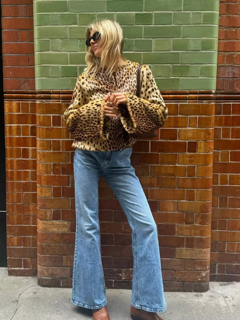 Katie Leopard Faux Fur Jacket