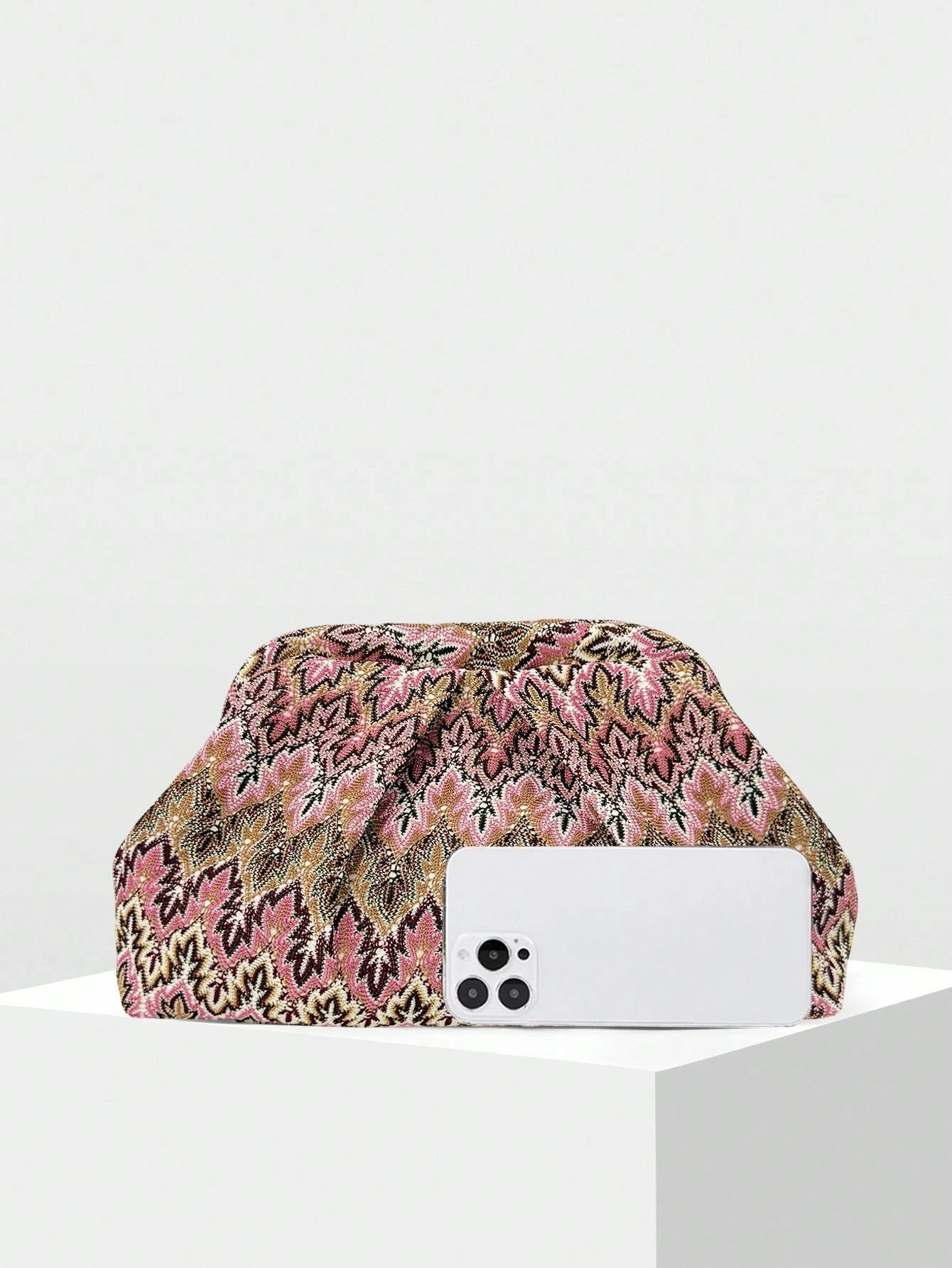 Sophia Jacquard Pleated Clutch