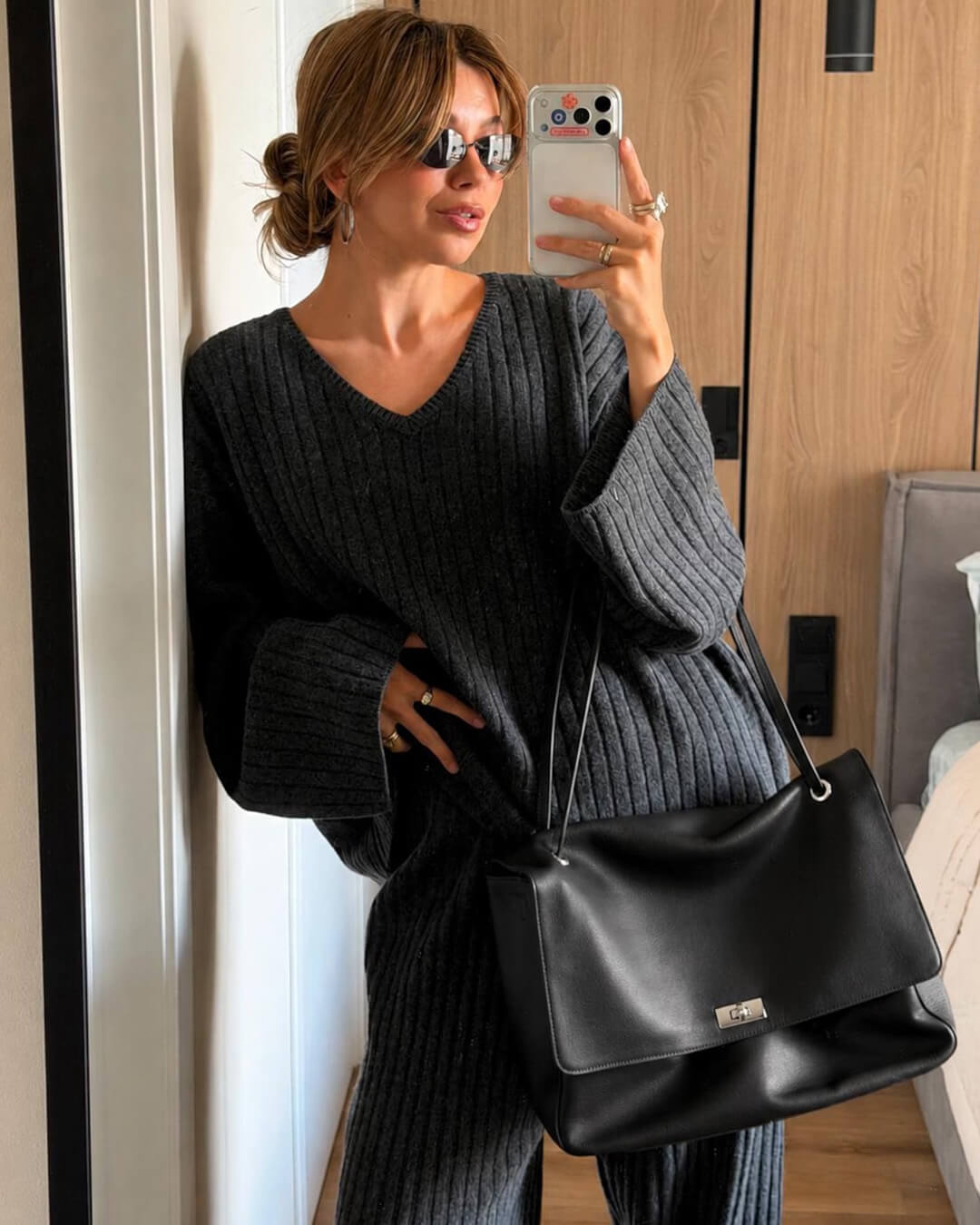 Sac à bandoulière en cuir Ava Maxi Flap
