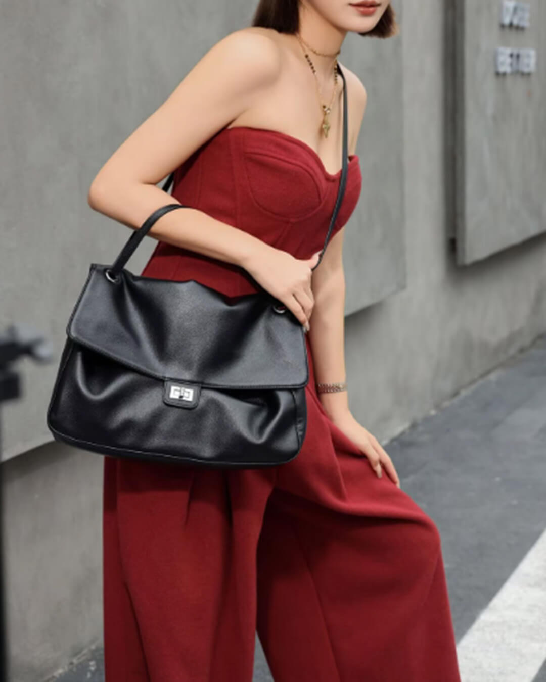 Sac à bandoulière en cuir Ava Maxi Flap