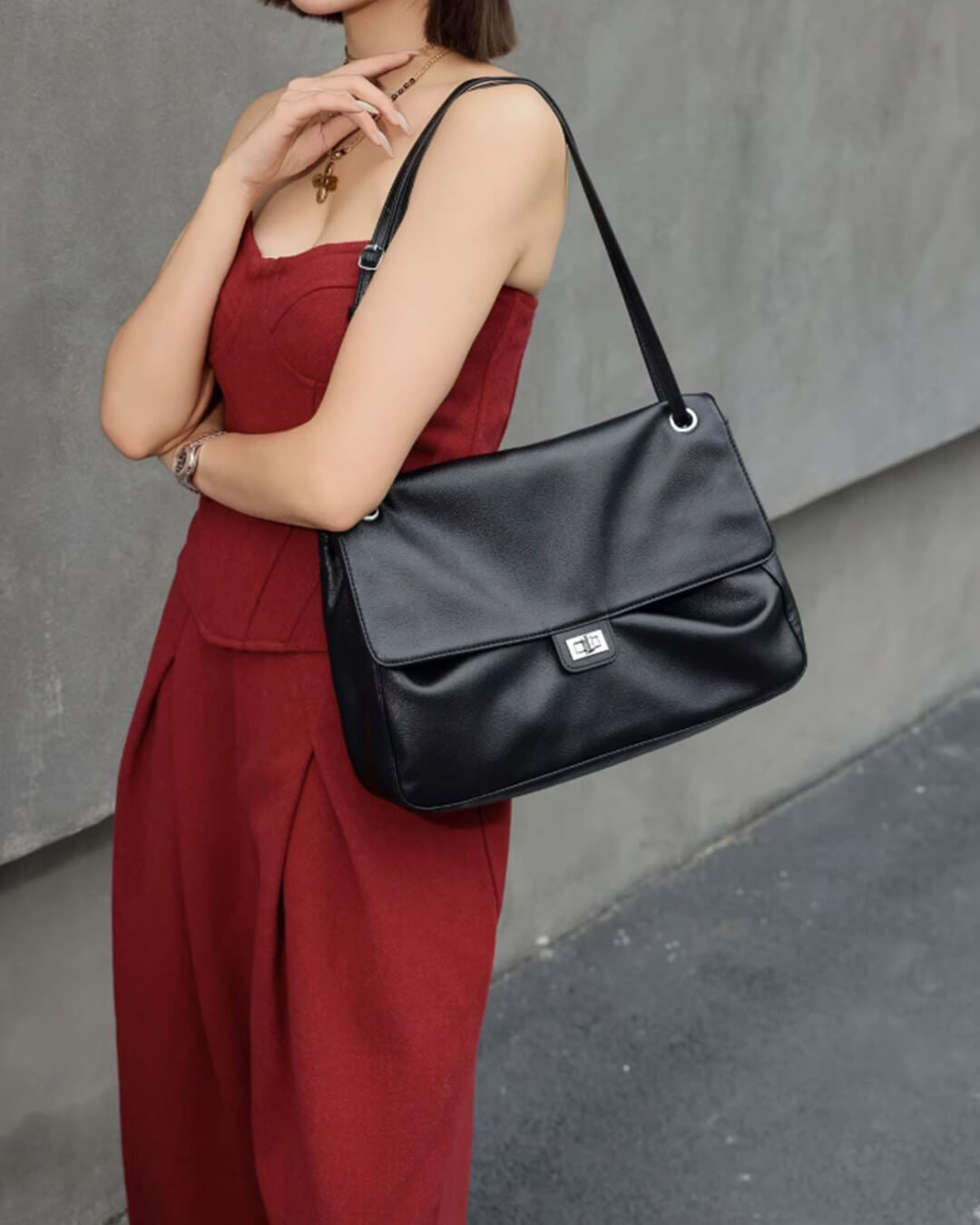 Sac à bandoulière en cuir Ava Maxi Flap