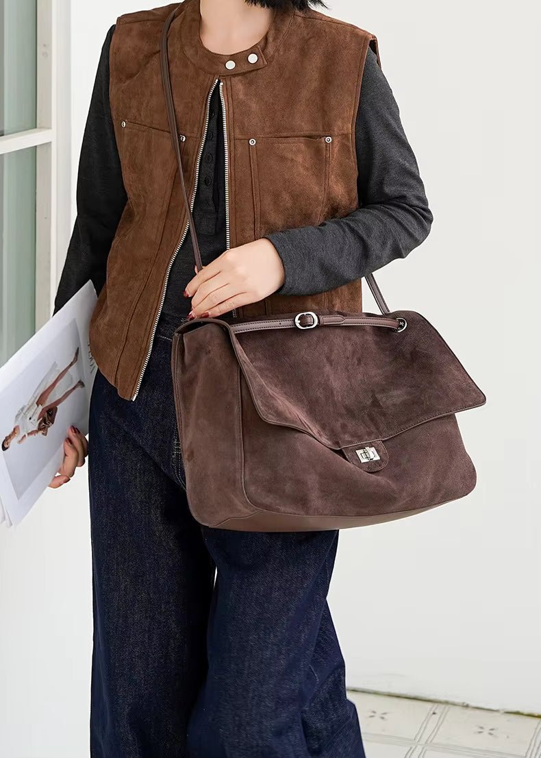 Sac cabas rétro en cuir de vache Lena effet givré