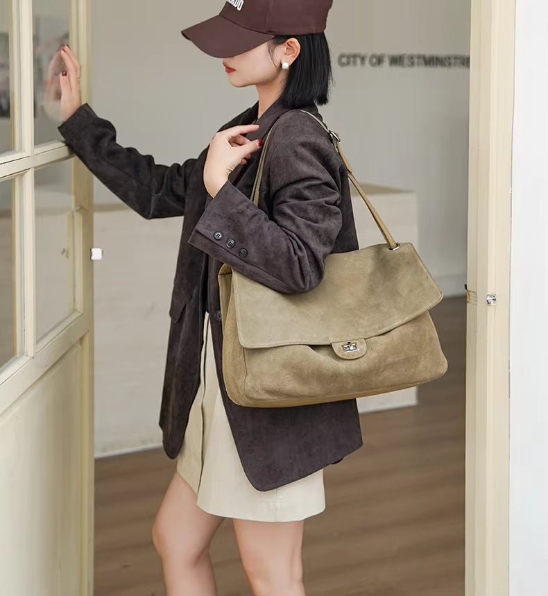 Sac cabas rétro en cuir de vache Lena effet givré