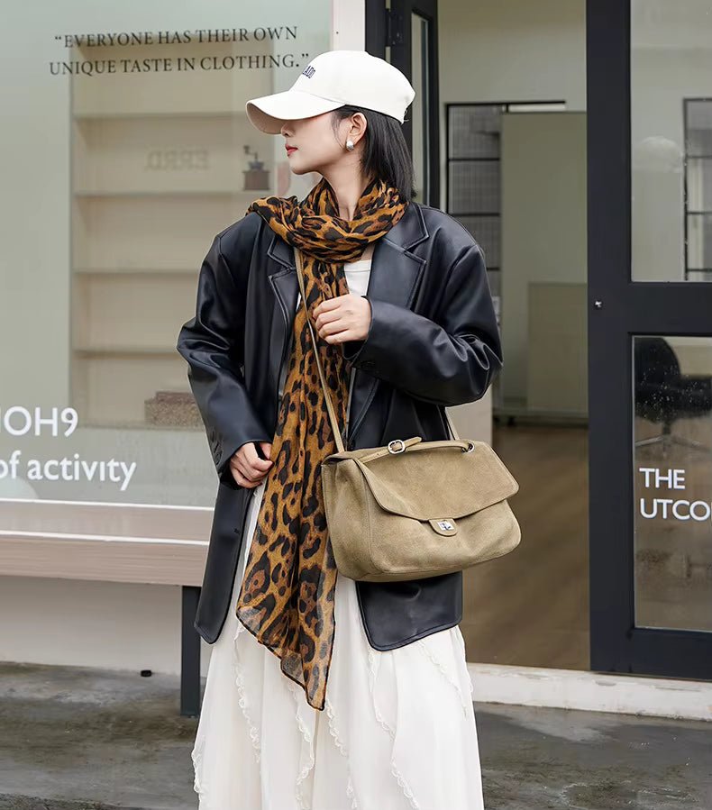 Sac cabas rétro en cuir de vache Lena effet givré