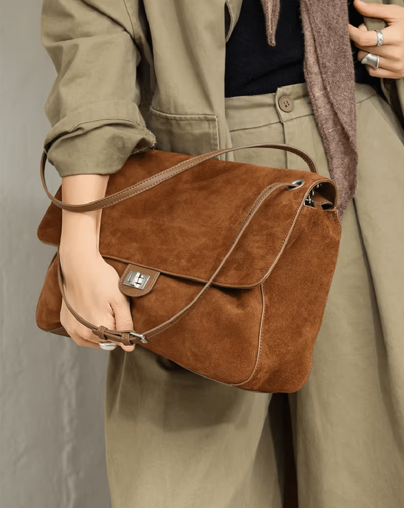 Sac cabas rétro en cuir de vache Lena effet givré